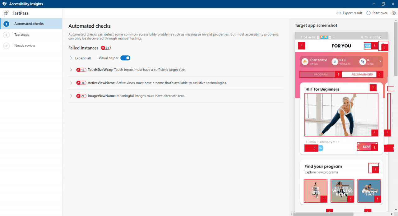 Accessibility Insights automated checks