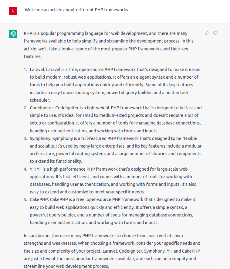ChatGPT PHP article