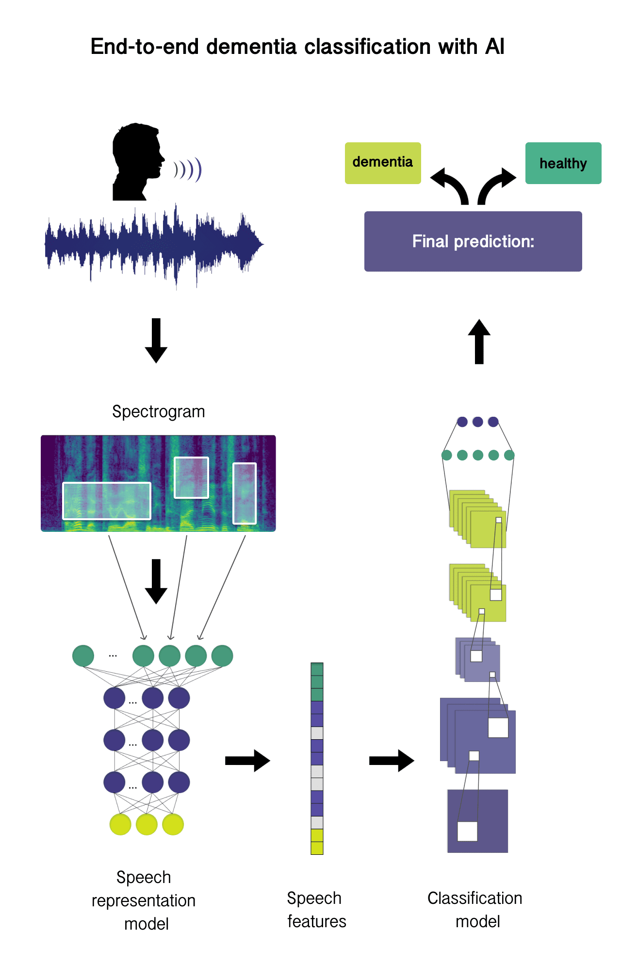 End-to-end dementia classification with AI