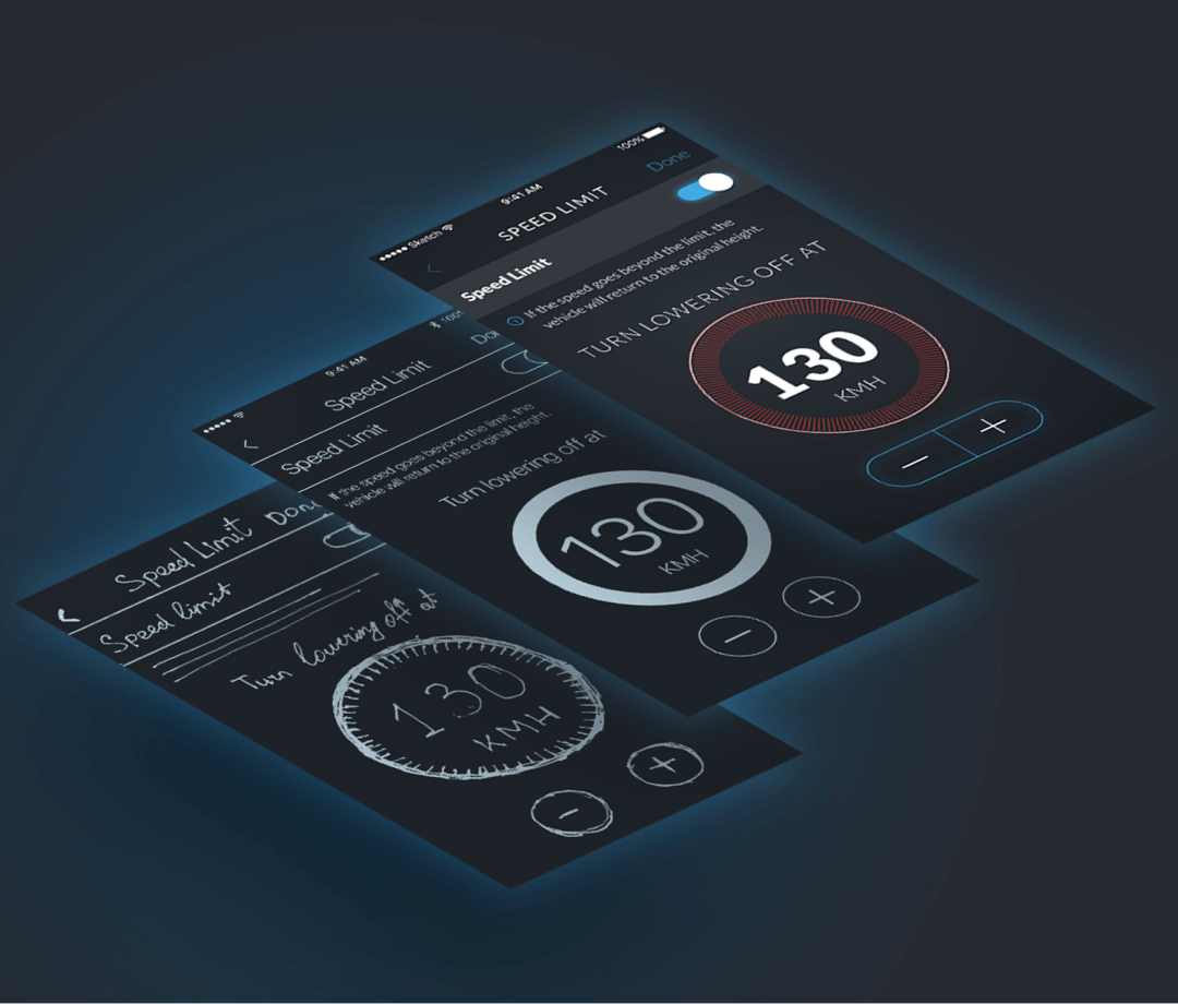 Mobile apps allow to control wheel suspension (ASC) and regulate car tailpipe sound (ASG) with a smartphone